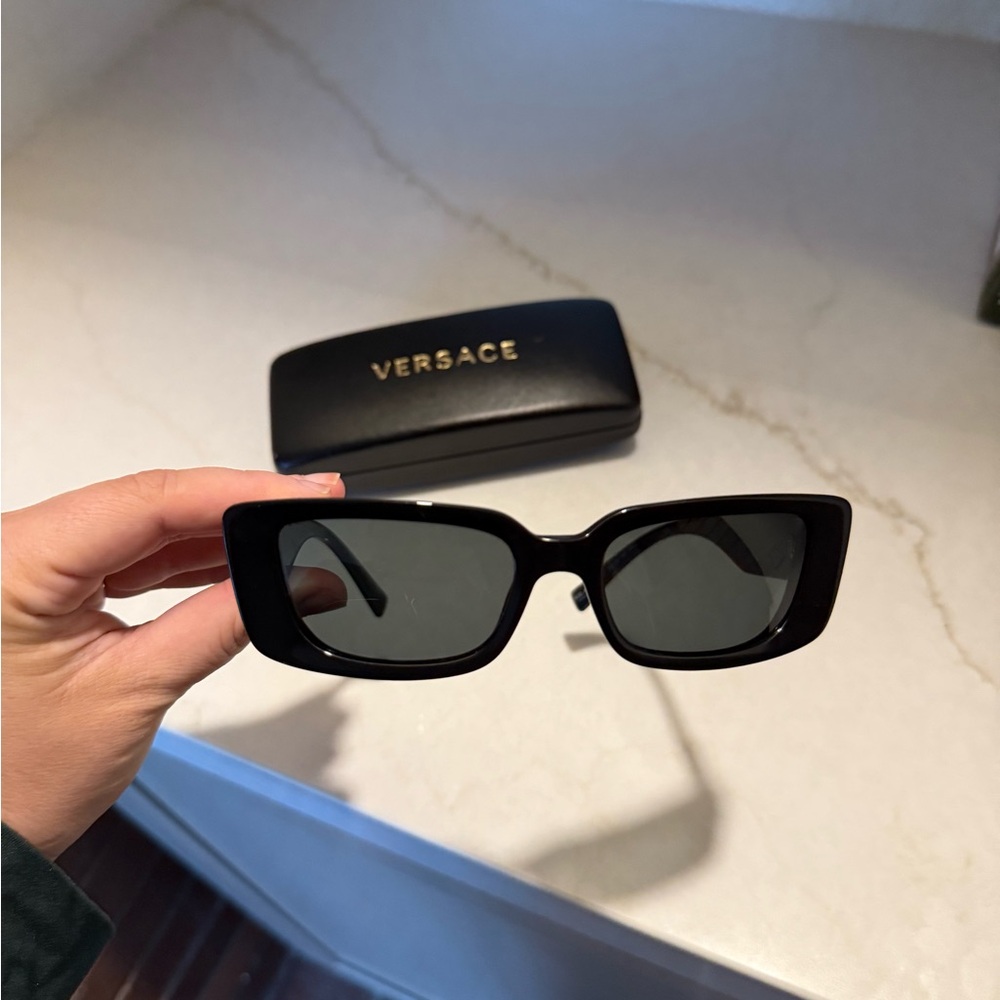Versace Black Rectangular Sunglasses